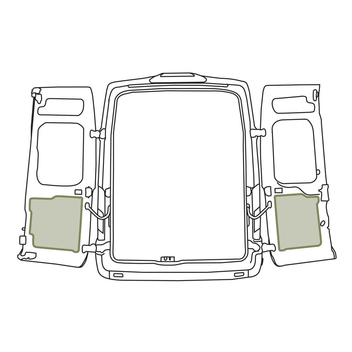Ford Transit Lower Rear Door Storage Panels - Pair