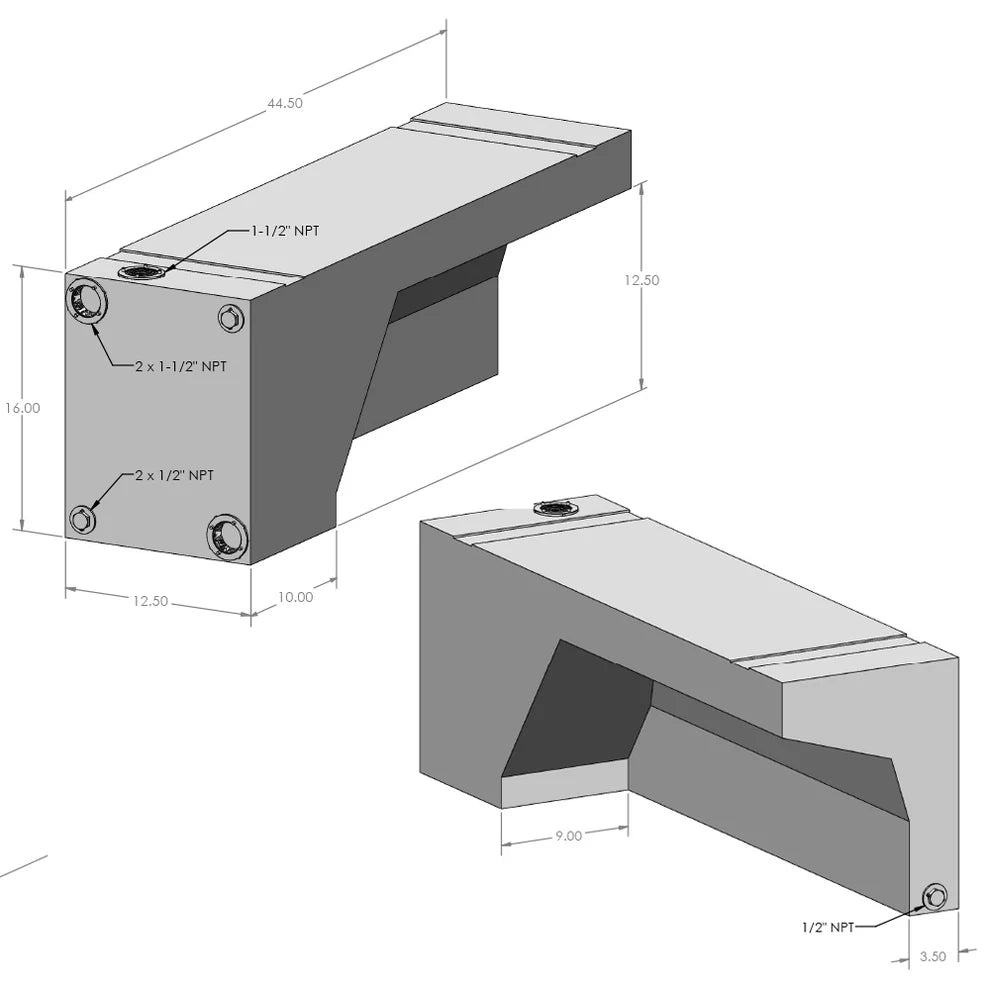 22 Gallon Wheel Well Water Tank (Passenger Side) - Featherbuilt