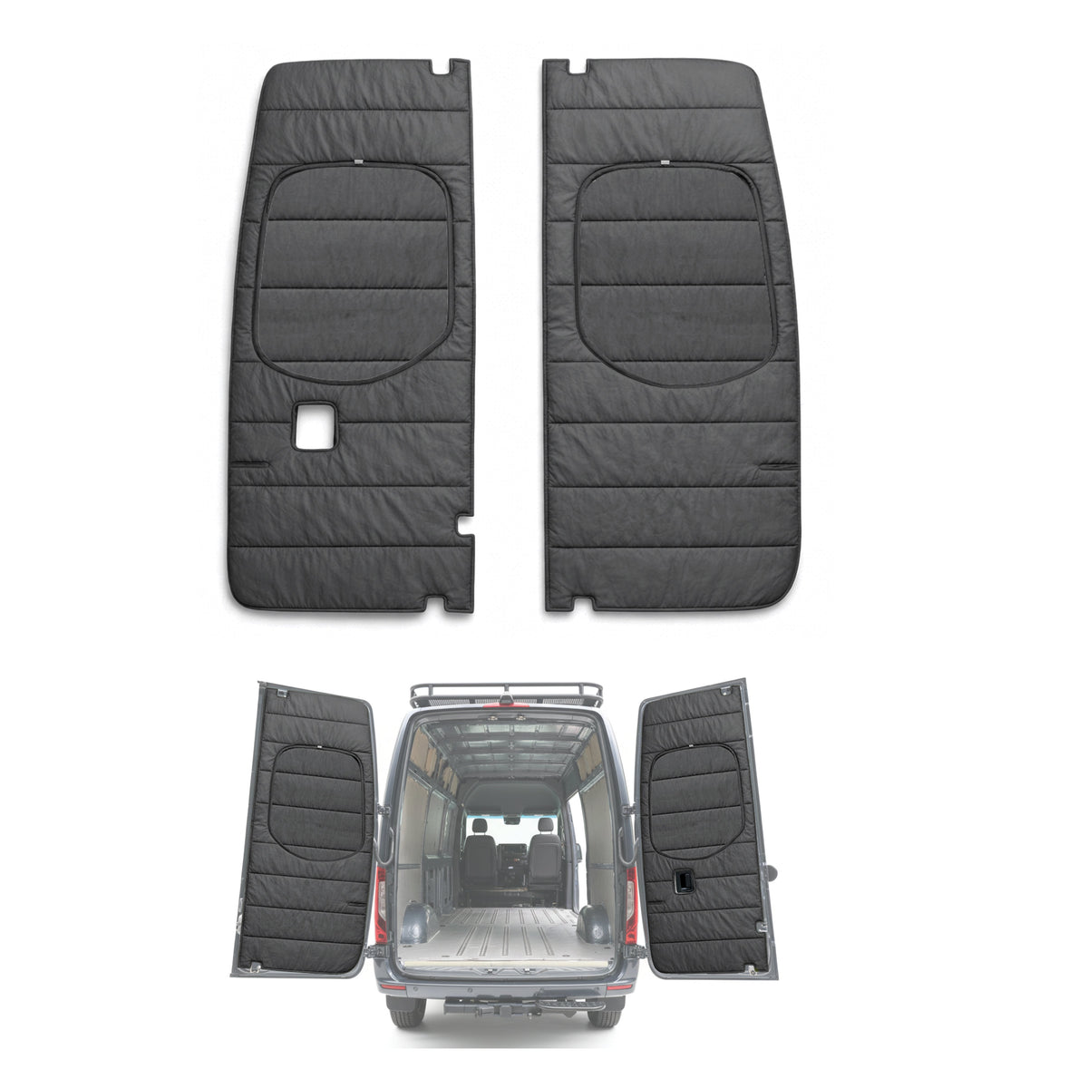 Maxx Cover Pro insulated rear door covers for the Mercedes Sprinter VS30 High Roof, Dark Gray