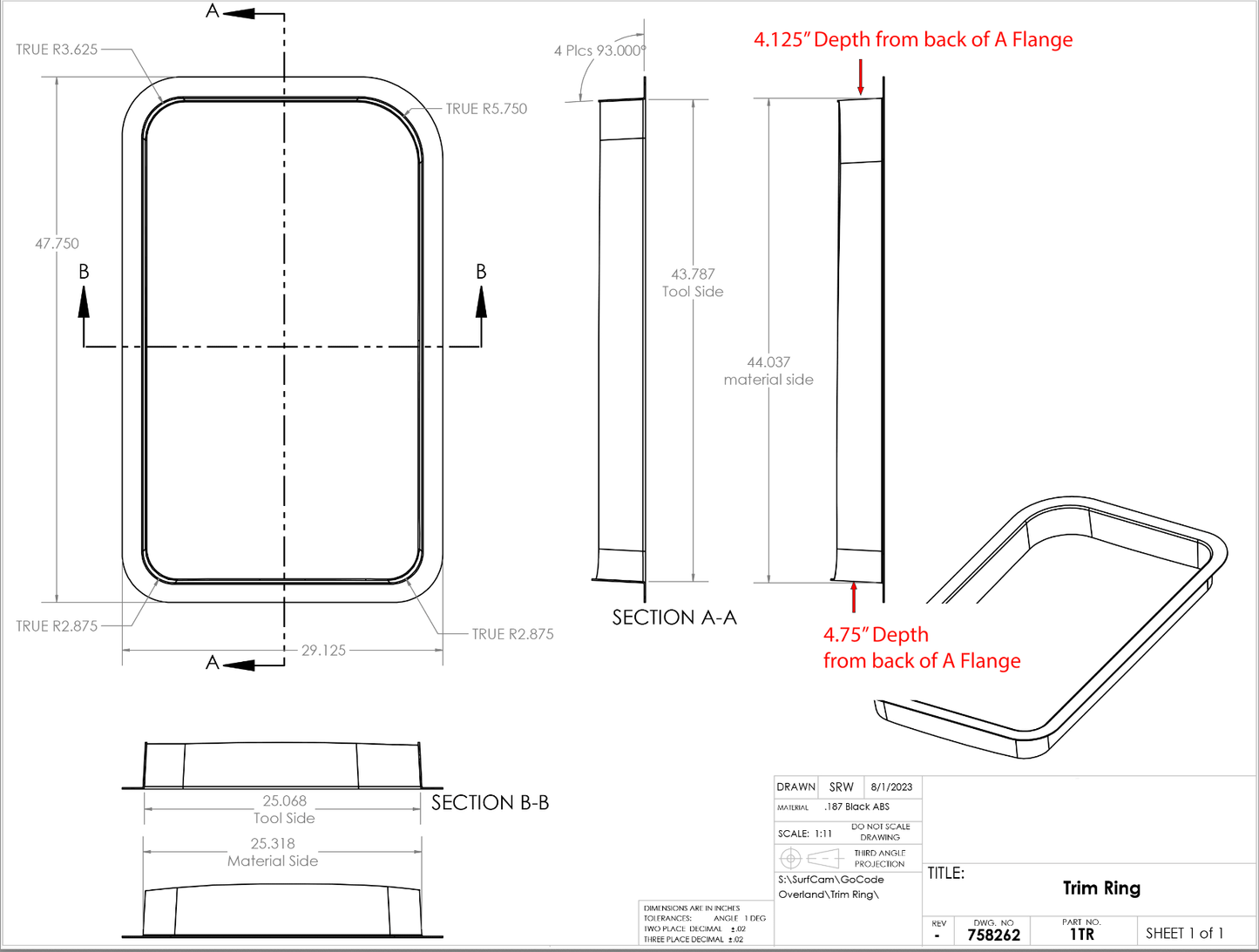 Ford Transit Window Driver Forward AMA Trim Ring - Featherbuilt