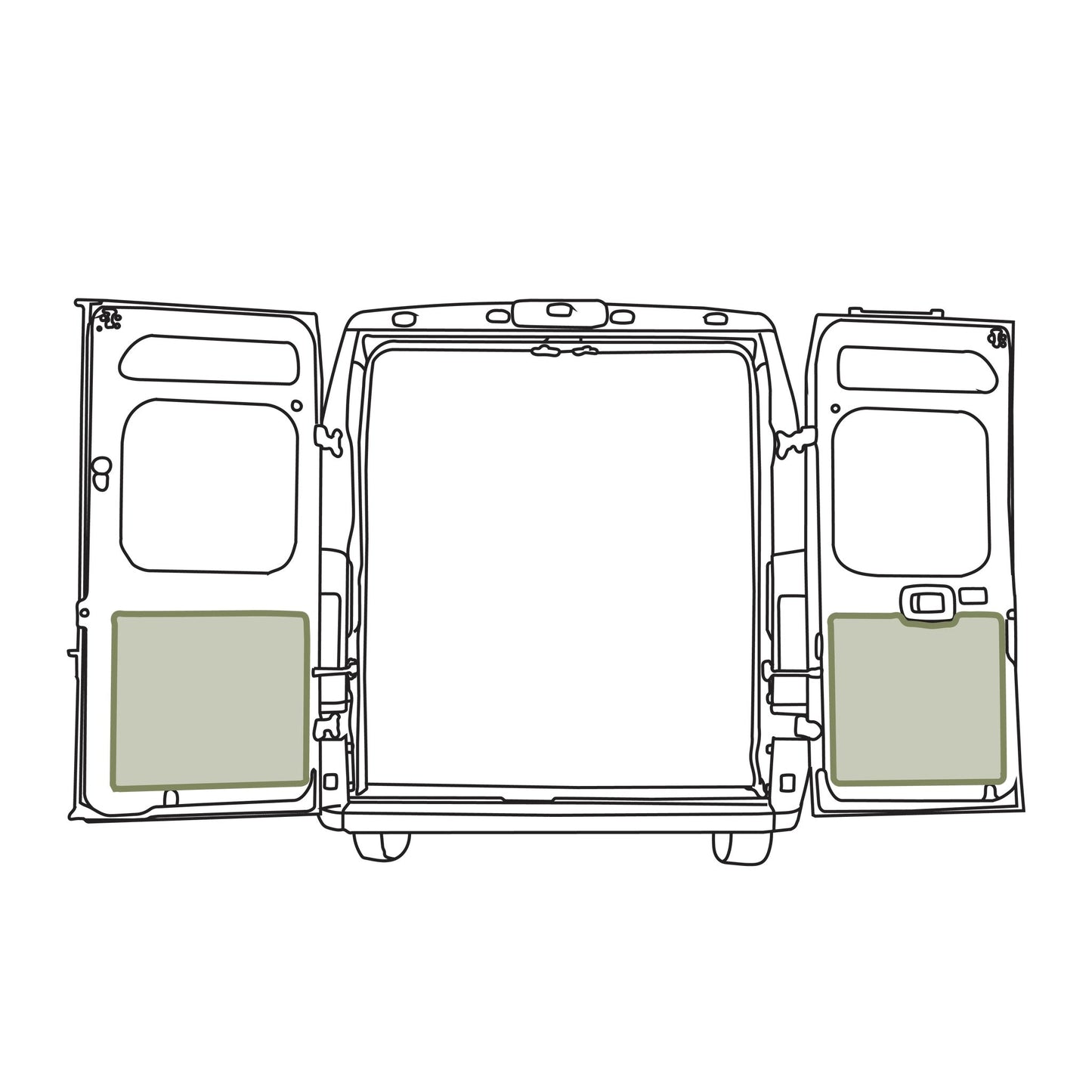 ProMaster Rear Door Lower Storage Panels (pair) - Featherbuilt