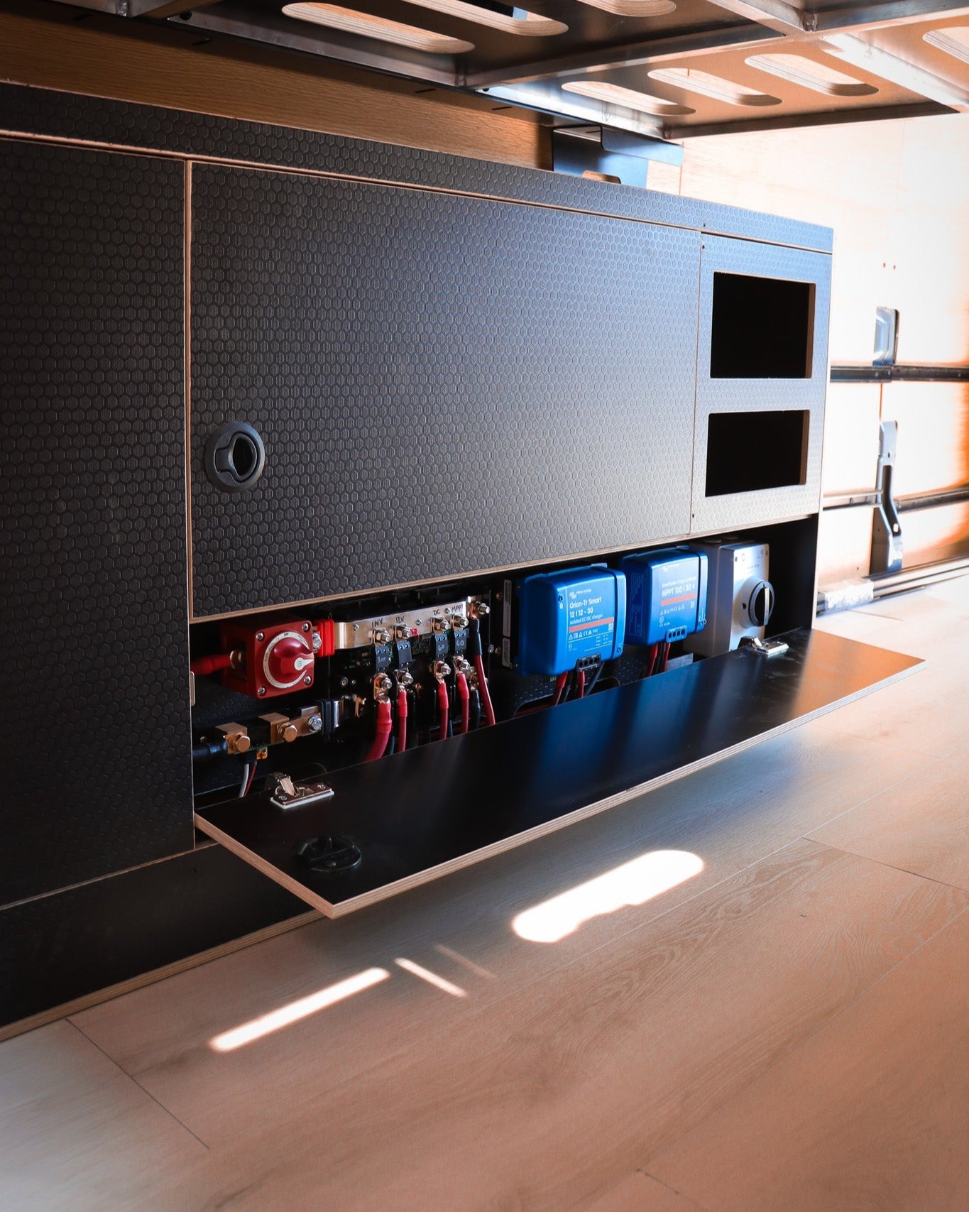 Transit Wheel Well Electrical Cabinet - Featherbuilt