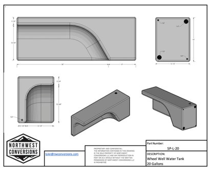 20 Gallon Wheel Well Water Tank - Driver Side - Featherbuilt