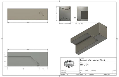 24 Gallon Ford Transit Wheel Well Water Tank - Driver Side - Featherbuilt