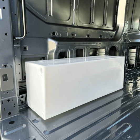 24 Gallon Ford Transit Wheel Well Water Tank - Driver Side - Featherbuilt