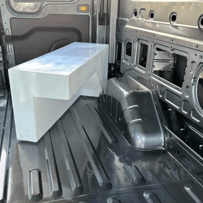 24 Gallon Ford Transit Wheel Well Water Tank - Driver Side - Featherbuilt