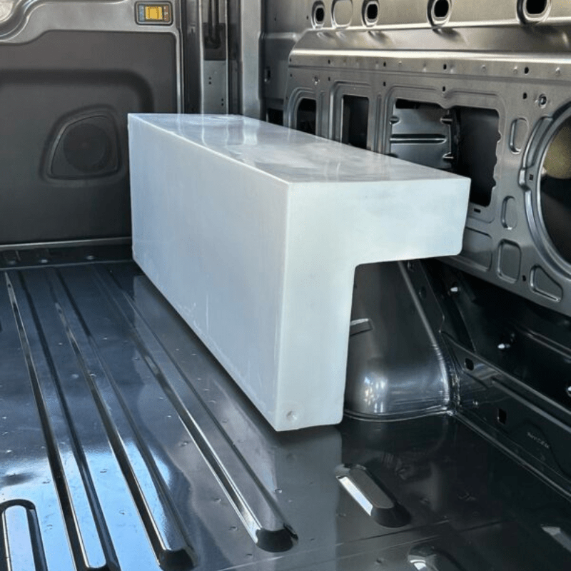 24 Gallon Ford Transit Wheel Well Water Tank - Driver Side - Featherbuilt