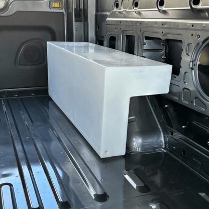 24 Gallon Ford Transit Wheel Well Water Tank - Driver Side - Featherbuilt