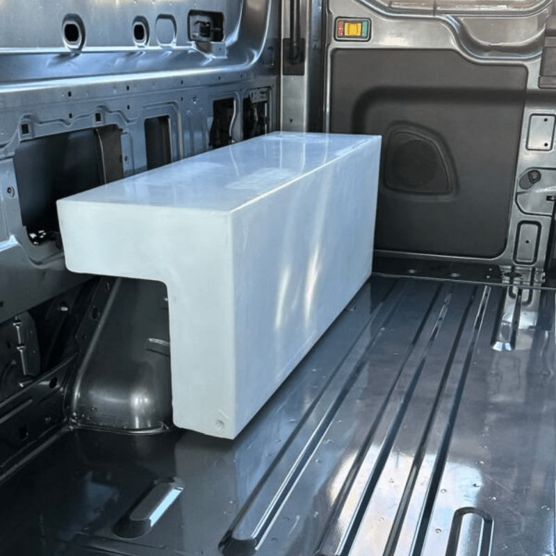 24 Gallon Ford Transit Wheel Well Water Tank - Passenger Side - Featherbuilt
