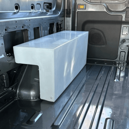 24 Gallon Ford Transit Wheel Well Water Tank - Passenger Side - Featherbuilt