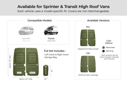 Maxx Cover Pro insulated rear door covers for the Ford Transit High Roof