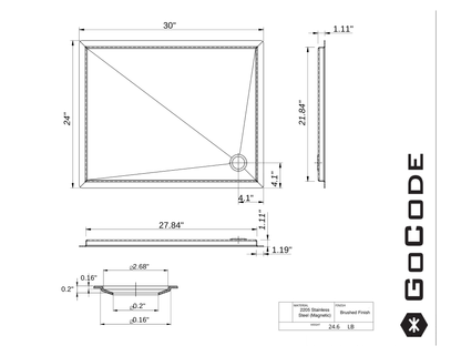 Tetravan In-Floor Shower Pan STAINLESS STEEL