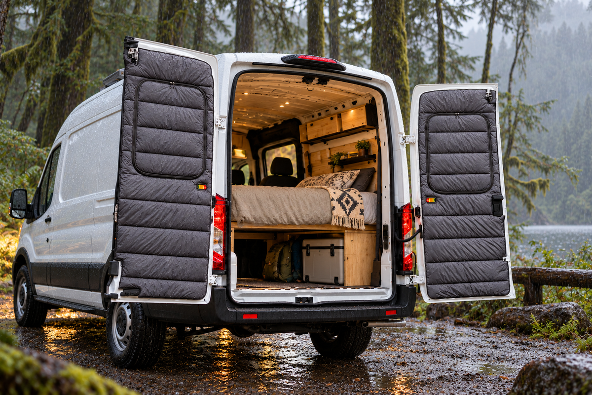 Maxx Cover Pro insulated rear door covers for the Ford Transit Mid Roof