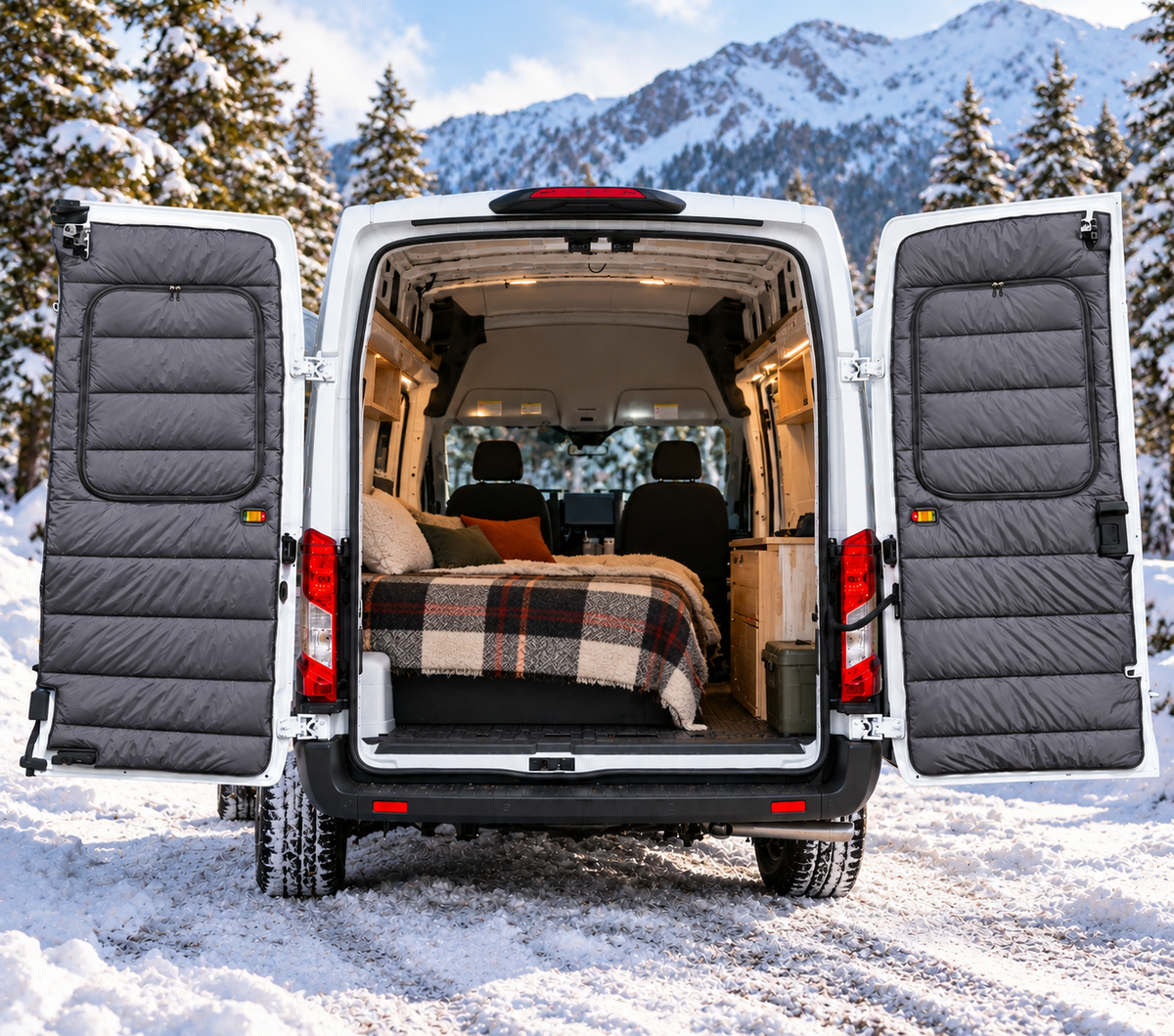 Maxx Cover Pro insulated rear door covers for the Ford Transit Mid Roof
