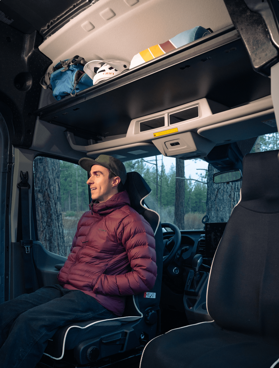 Ford Transit Headliner Shelf & Curtain Rod - Featherbuilt