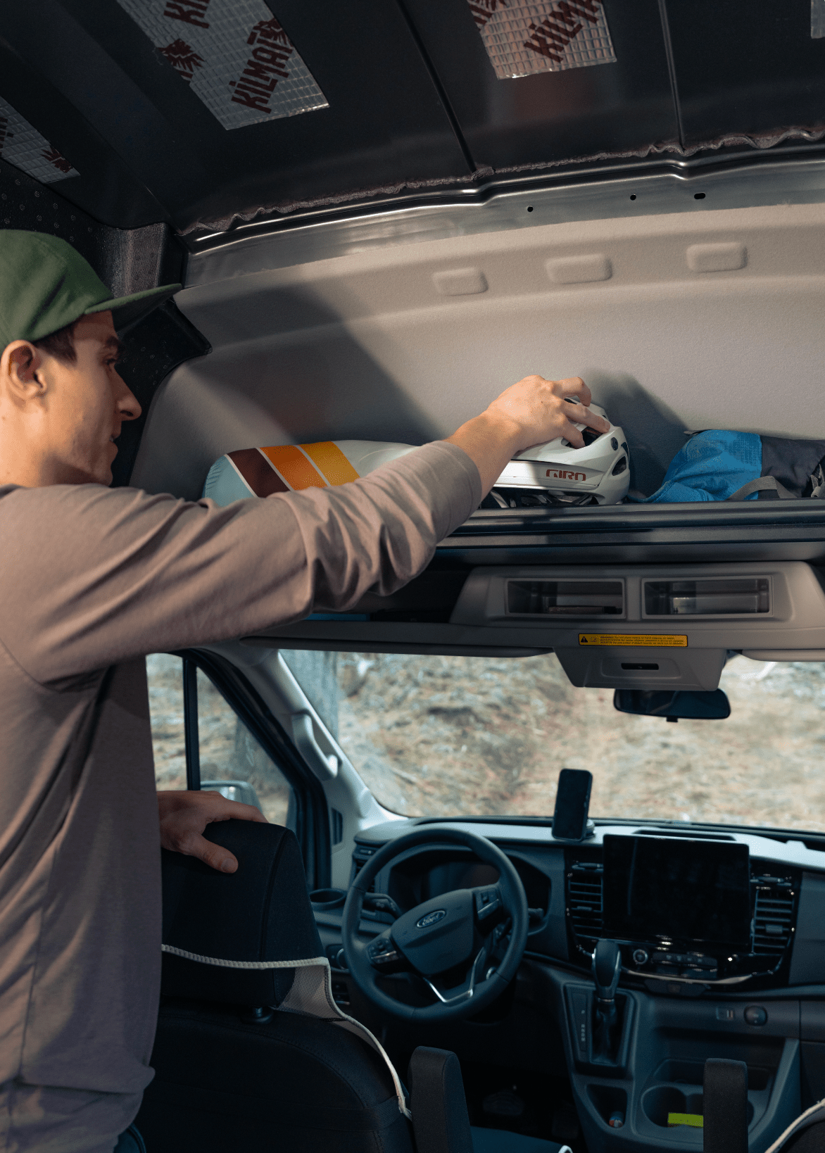 Ford Transit Headliner Shelf & Curtain Rod - Featherbuilt
