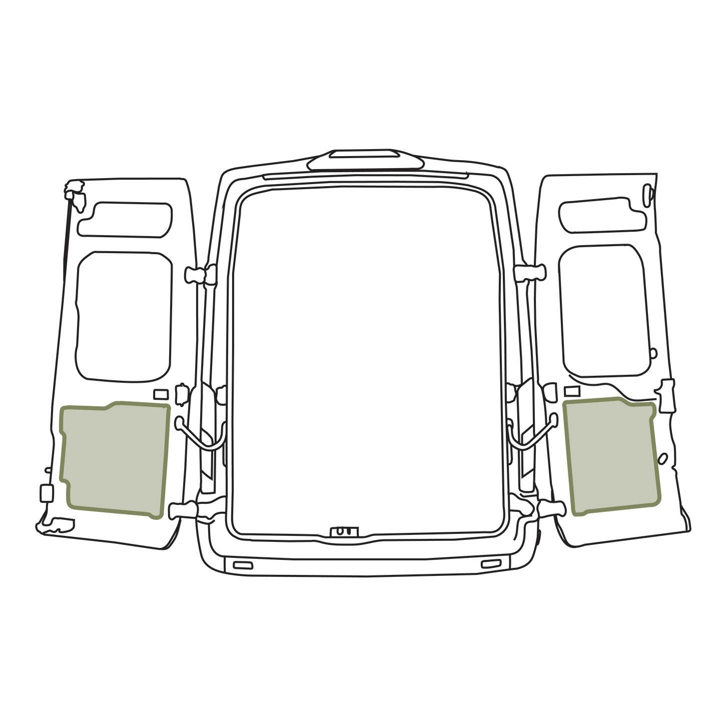 Ford Transit Lower Rear Door Storage Panels (Pair) - Featherbuilt