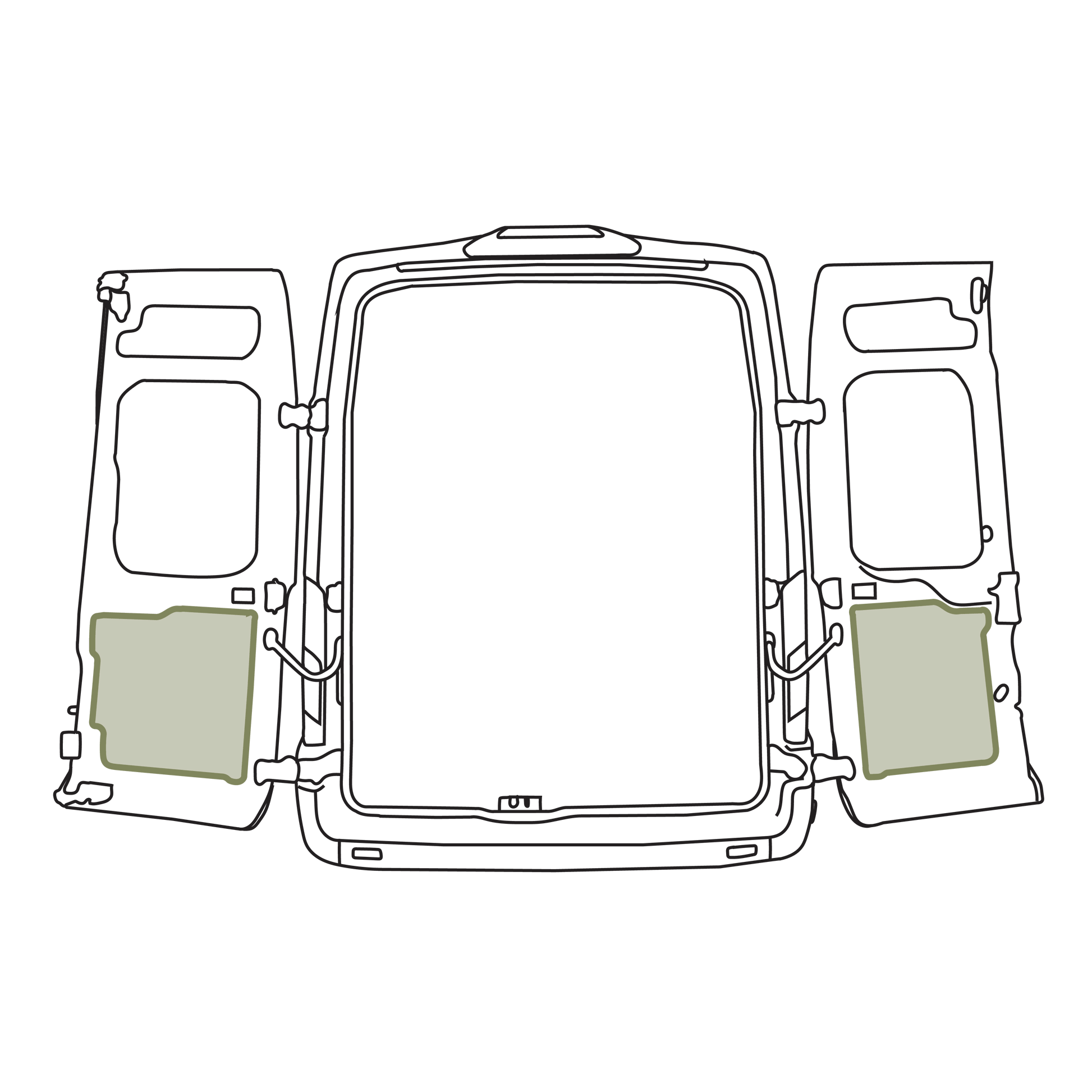 Ford Transit Lower Rear Door Storage Panels (Pair) - Featherbuilt