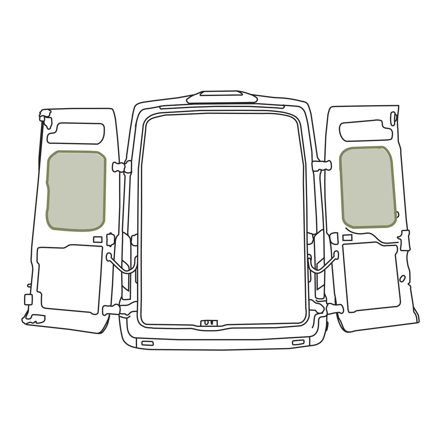 Ford Transit Middle Rear Door Storage Panels (Pair) - Featherbuilt