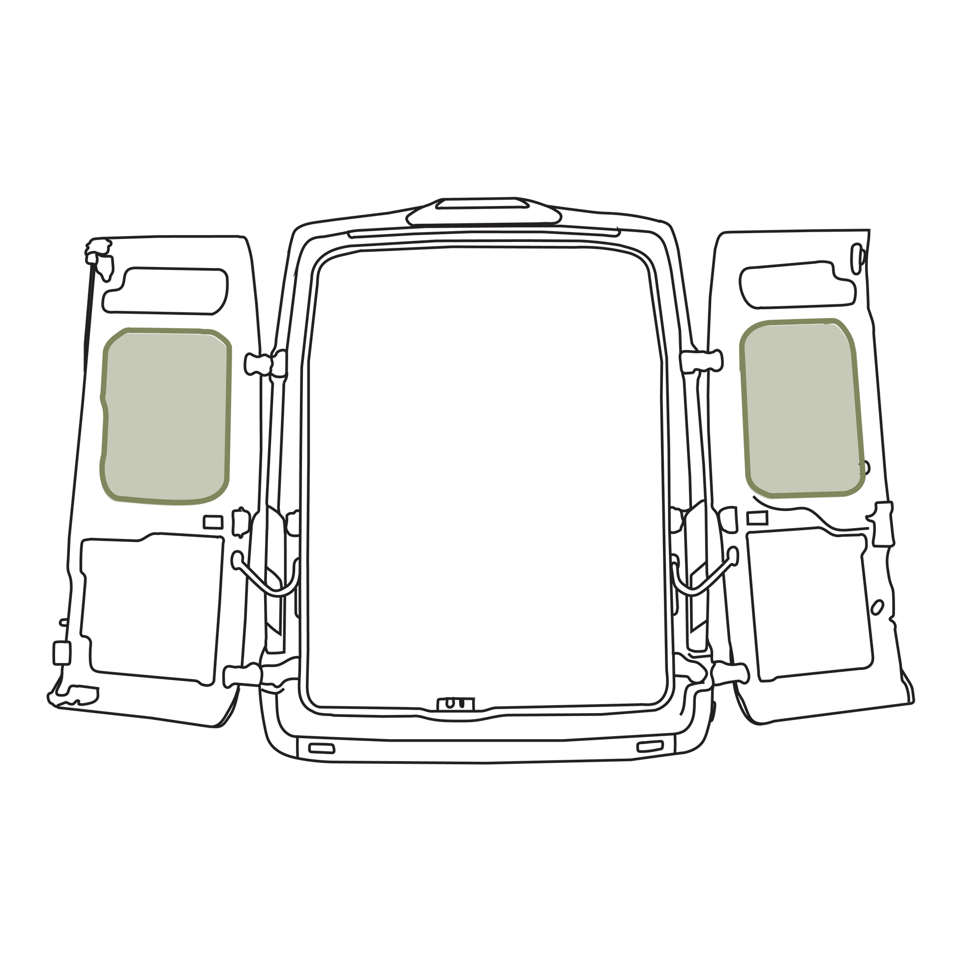 Ford Transit Middle Rear Door Storage Panels (Pair) - Featherbuilt