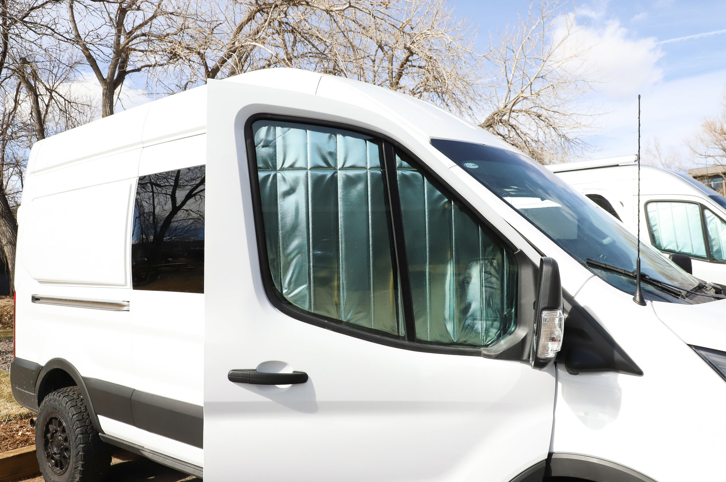 Ford Transit Reflective Front Door Window Covers (Pair) - Featherbuilt