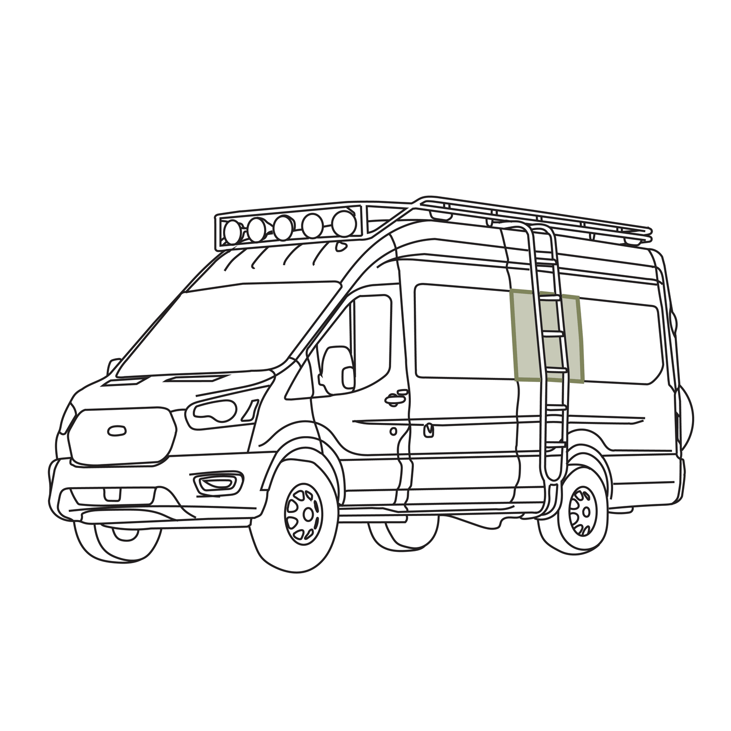 Ford Transit Stealth Middle Window Cover (Factory Plastic Trim) - Featherbuilt