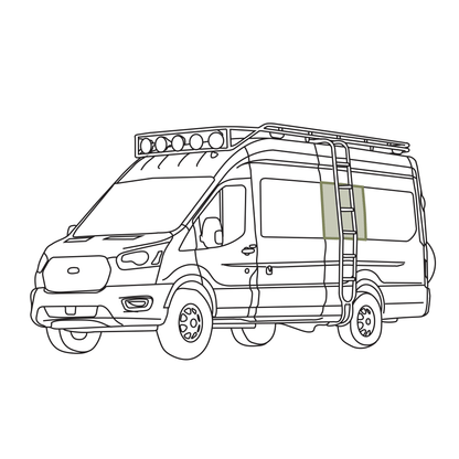 Ford Transit Stealth Middle Window Cover (Factory Plastic Trim) - Featherbuilt