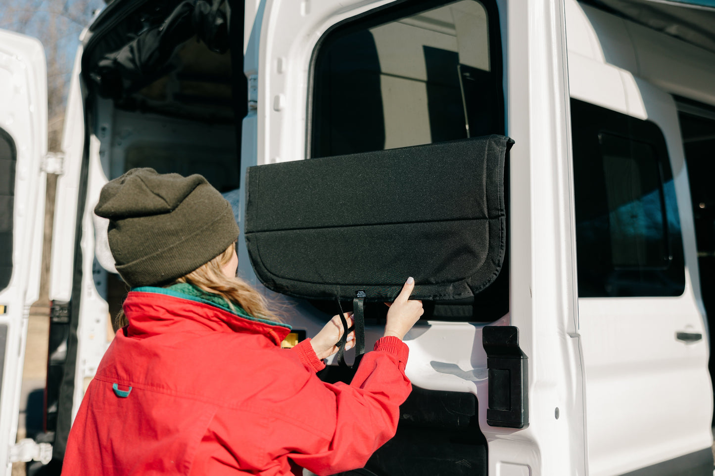 Ford Transit Stealth Rear Door Window Covers (Pair) - Featherbuilt