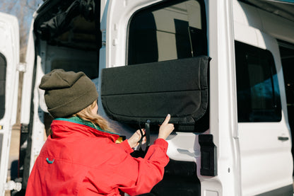Ford Transit Stealth Rear Door Window Covers (Pair) - Featherbuilt