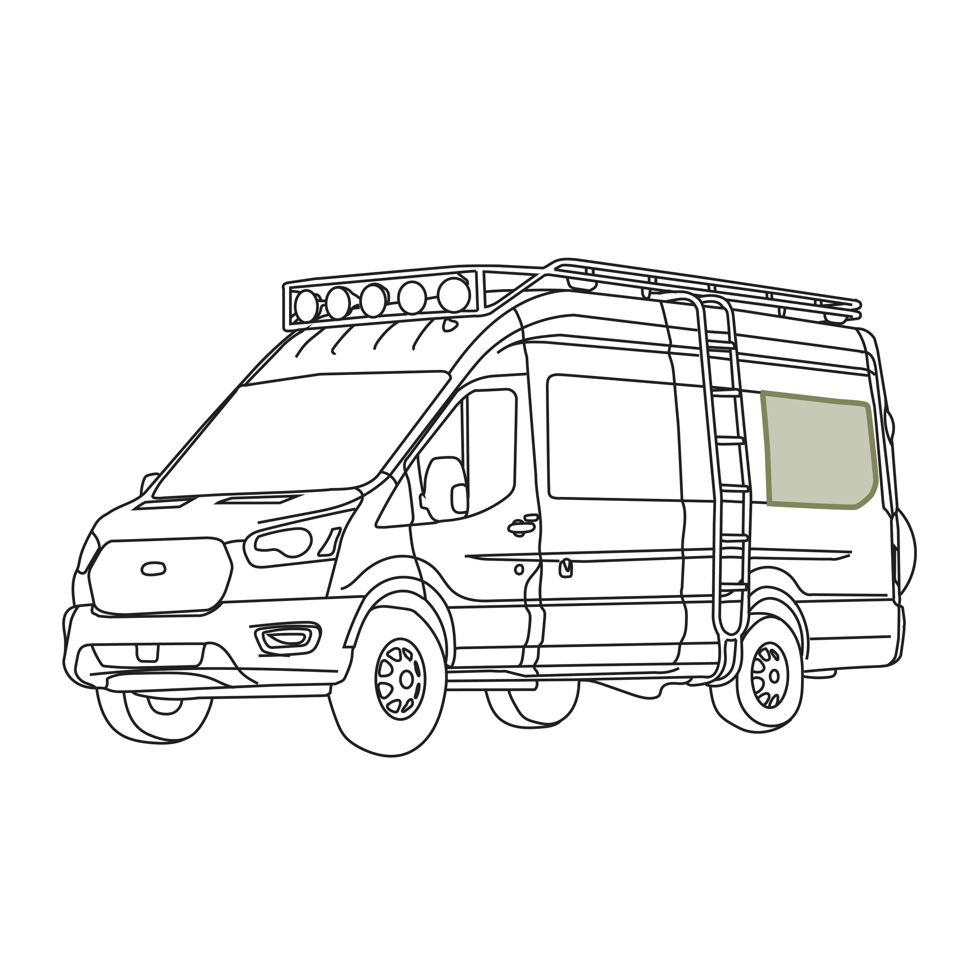 Ford Transit Stealth Rear Qtr Window Cover (Factory Plastic Trim) - Featherbuilt
