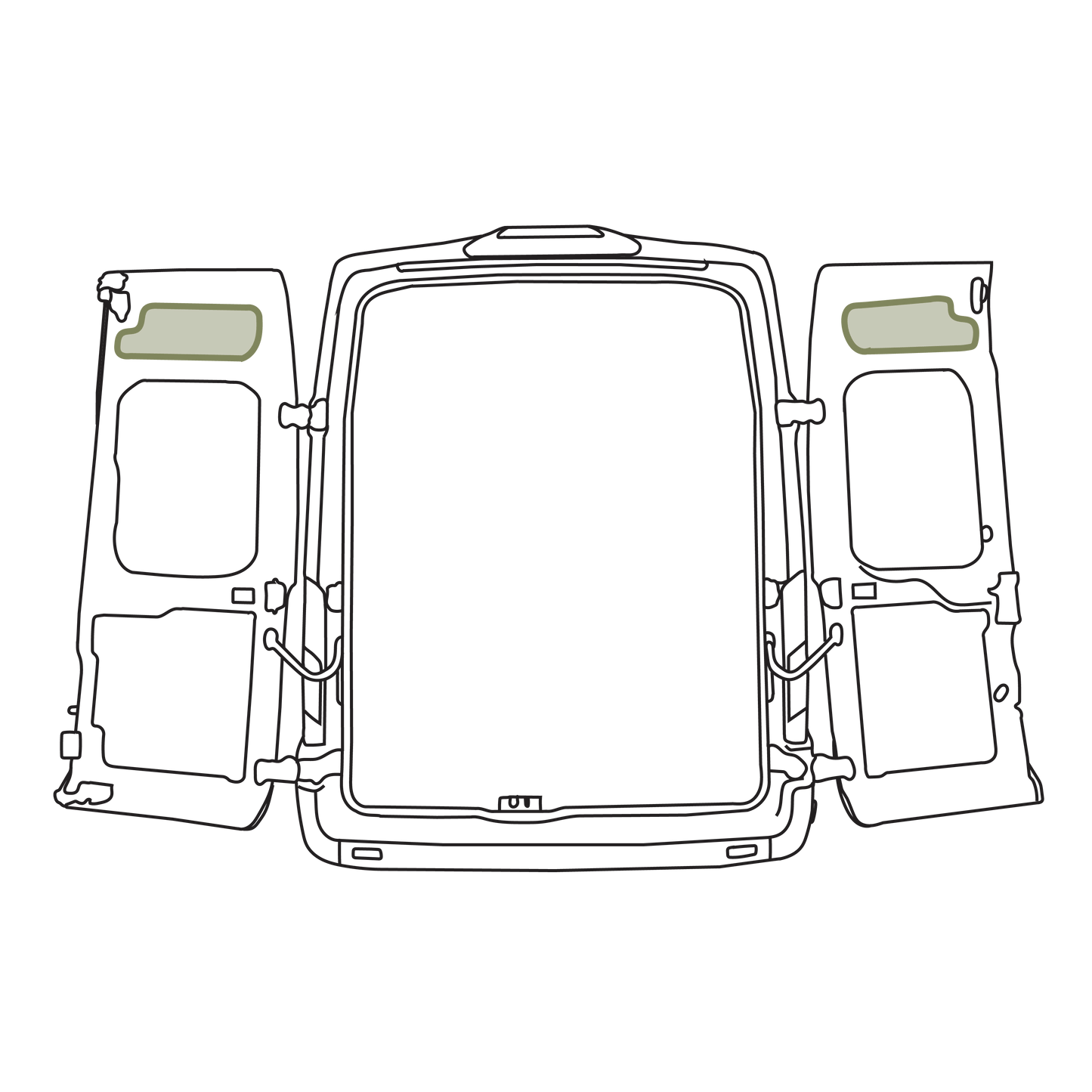 Ford Transit Upper Rear Door Storage Panels (Pair) - Featherbuilt