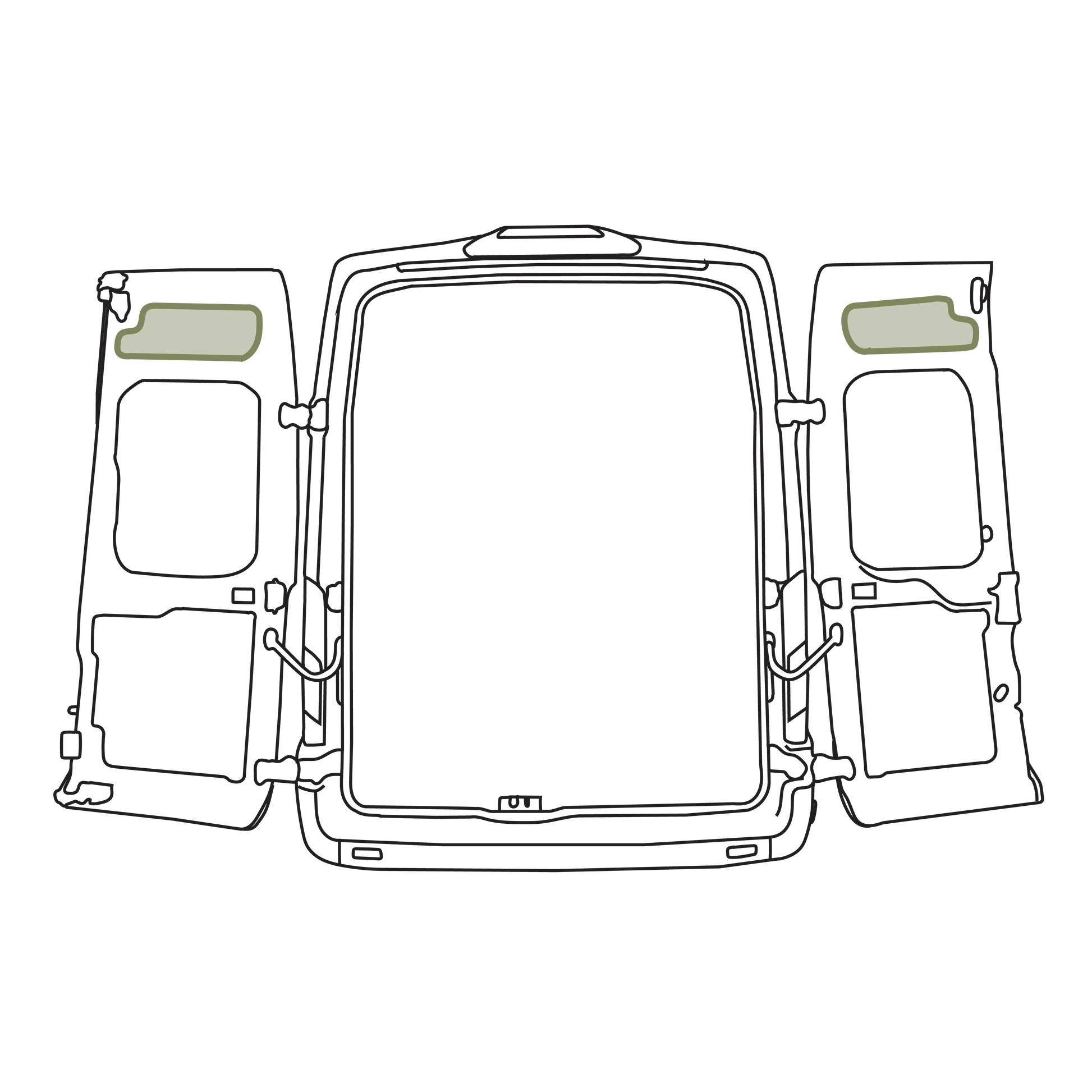 Ford Transit Upper Rear Door Storage Panels (Pair) - Featherbuilt