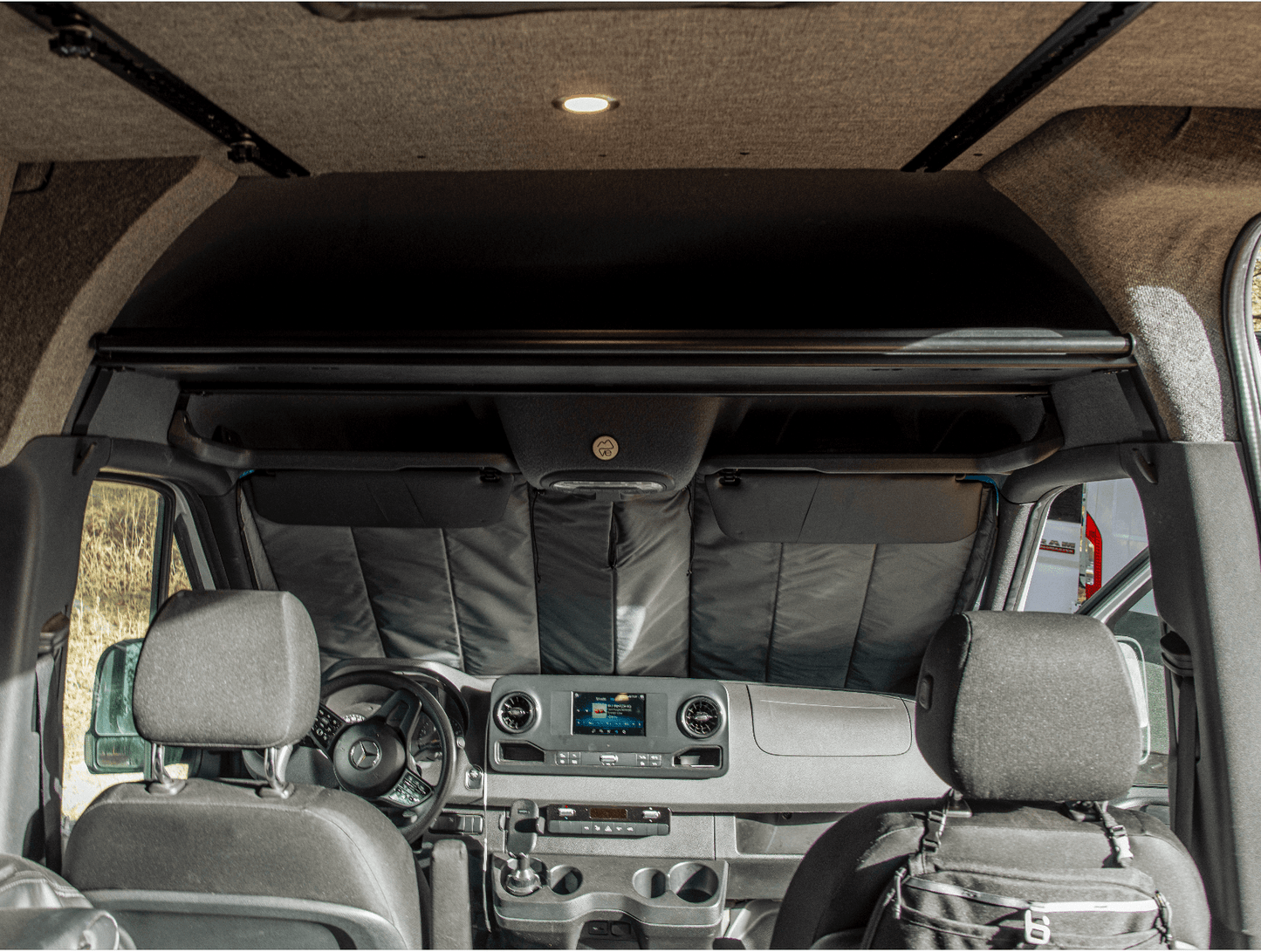 Mercedes Sprinter Headliner Shelf & Curtain Rod - Featherbuilt