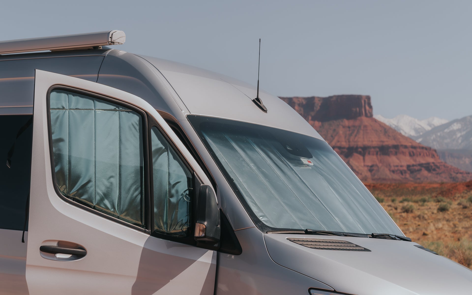 Mercedes Sprinter Reflective Front Door Window Cover (Pair) - Featherbuilt