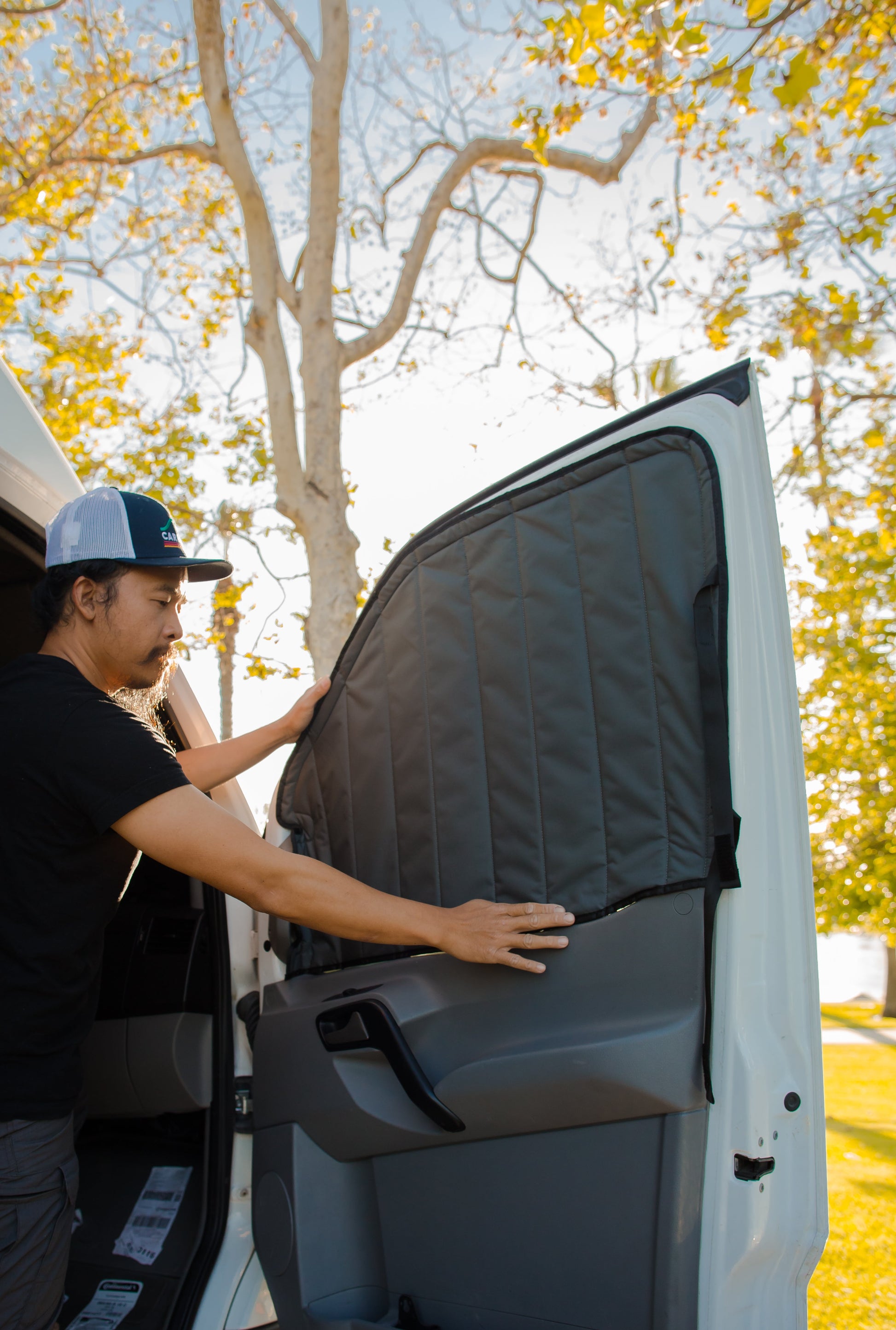 Mercedes Sprinter Reflective Front Door Window Cover (Pair) - Featherbuilt
