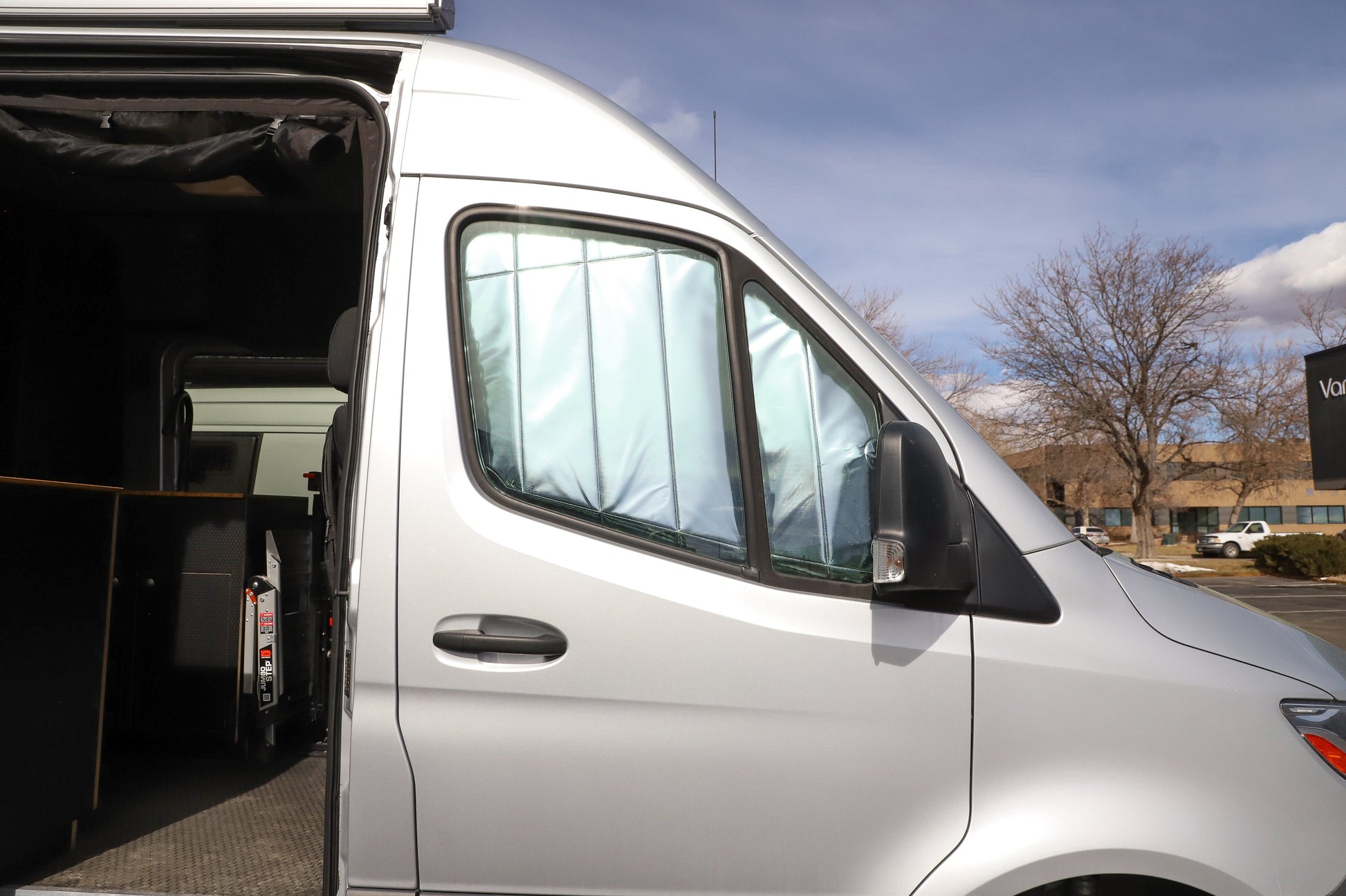 Mercedes Sprinter Reflective Front Door Window Cover (Pair) - Featherbuilt
