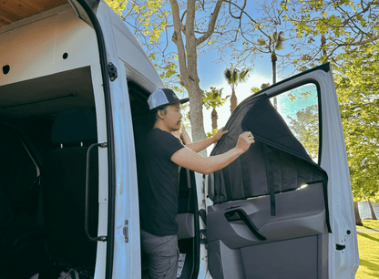 Mercedes Sprinter Stealth Front Door Window Covers (Pair) - Featherbuilt