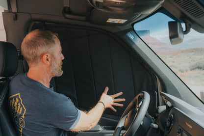 Mercedes Sprinter Stealth Front Door Window Covers (Pair) - Featherbuilt