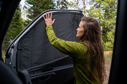 Mercedes Sprinter Stealth Front Door Window Covers (Pair) - Featherbuilt