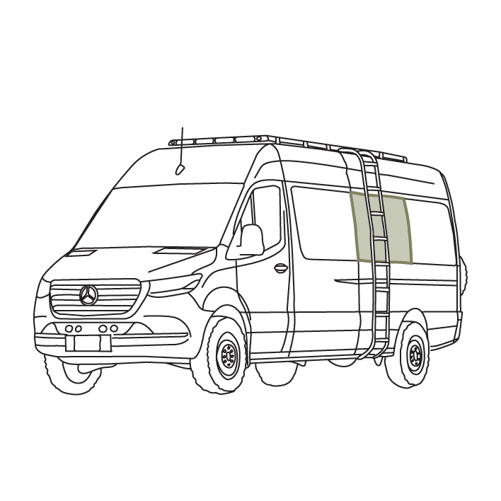 Mercedes Sprinter Stealth Passenger Van Middle Window Covers - Featherbuilt