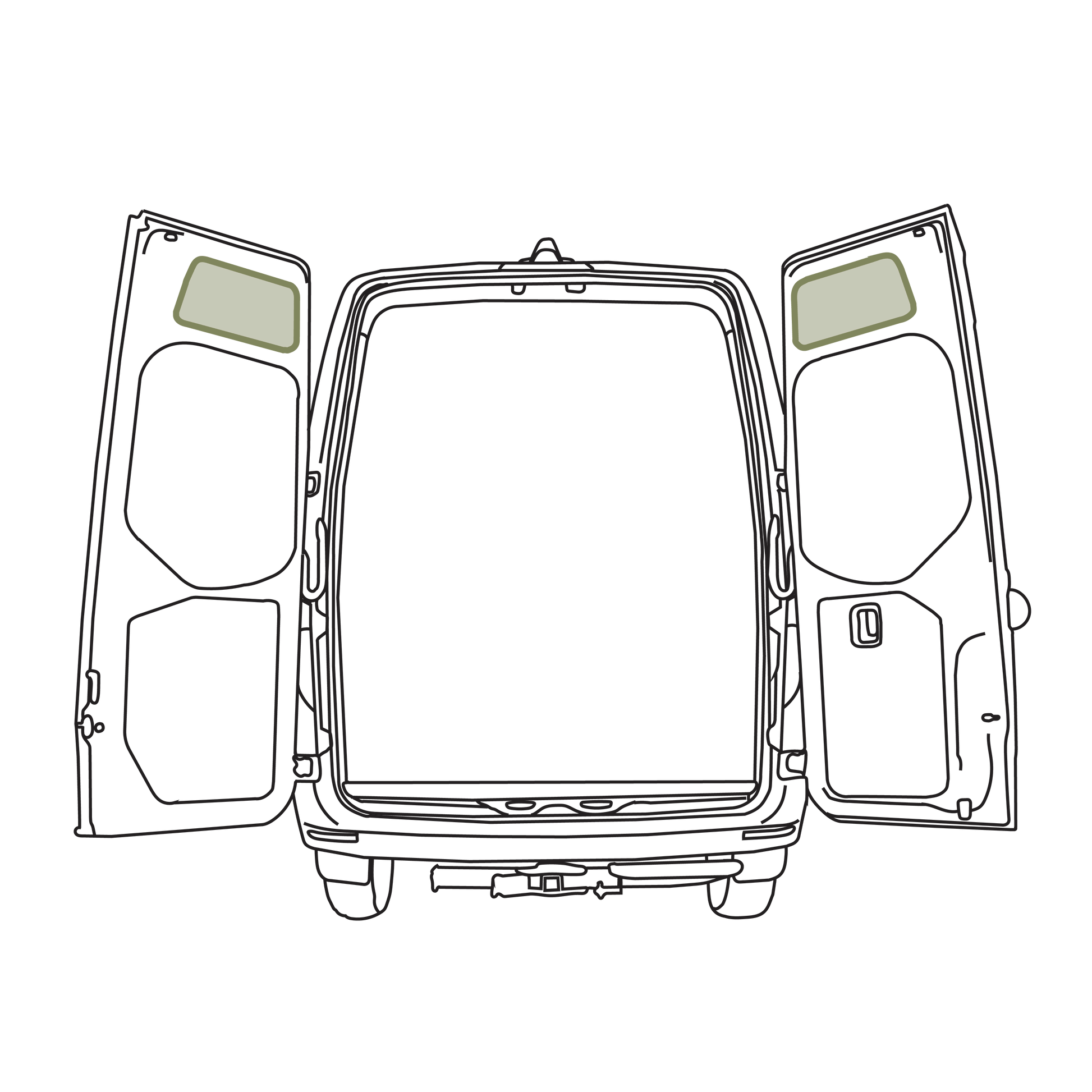 Mercedes Sprinter Upper Rear Door Storage Panels (Pair) - Featherbuilt