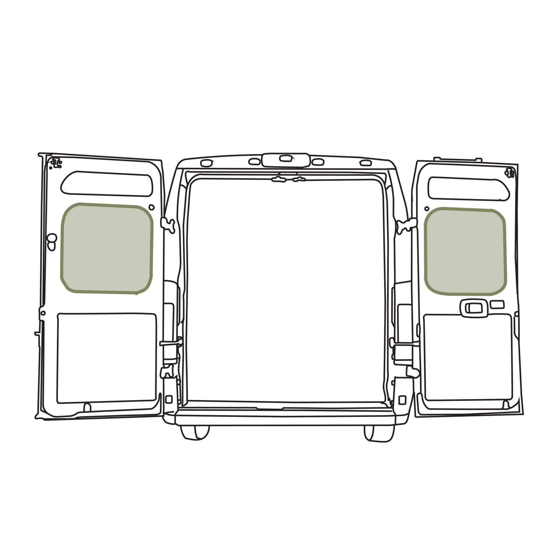 ProMaster Rear Door Middle Storage Panels (pair) - Featherbuilt