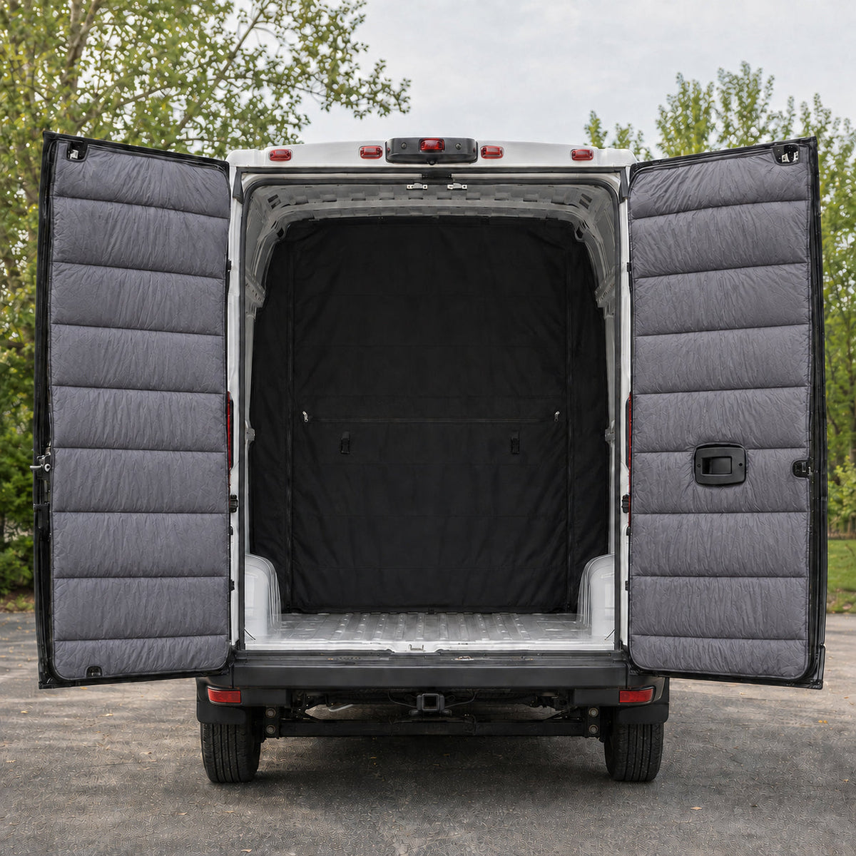 Maxx Cover Lite insulated rear door covers for the Ram ProMaster High Roof, Dark Gray