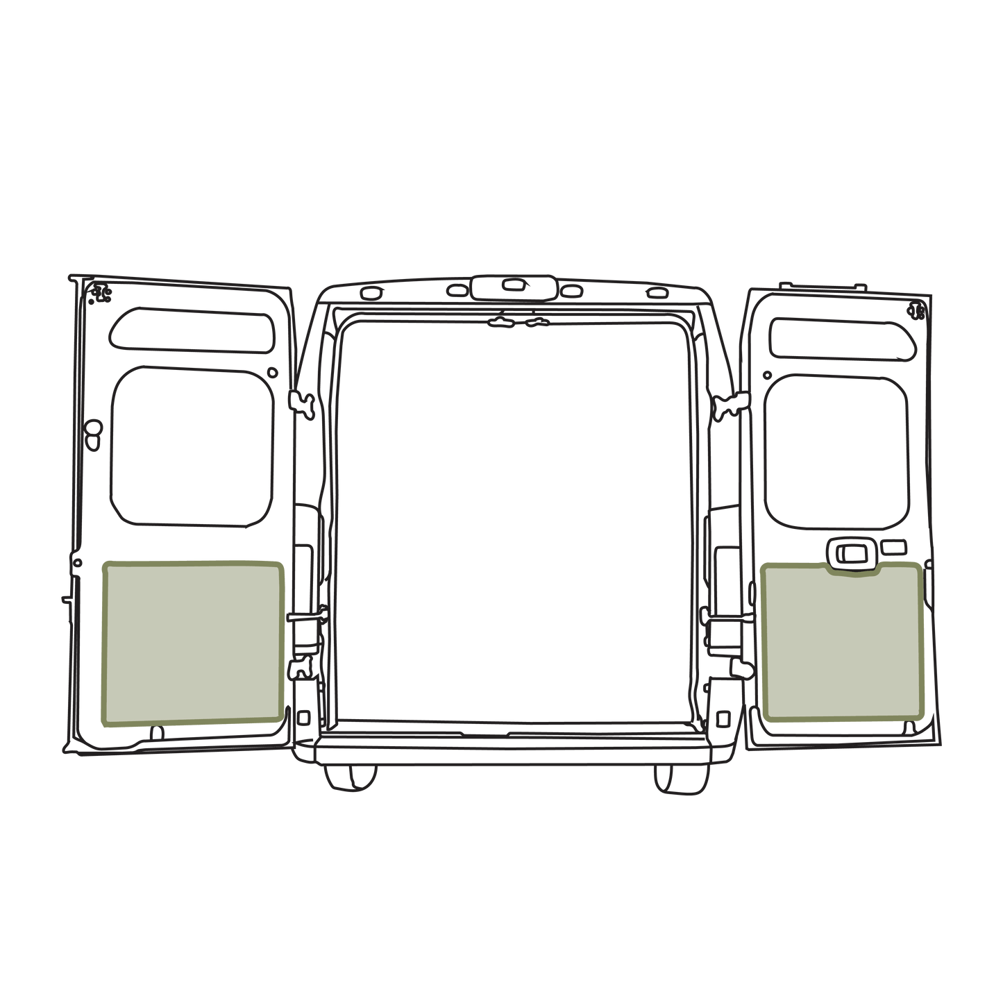 Ram Promaster Lower Rear Door Storage Panels (Rear) - Featherbuilt