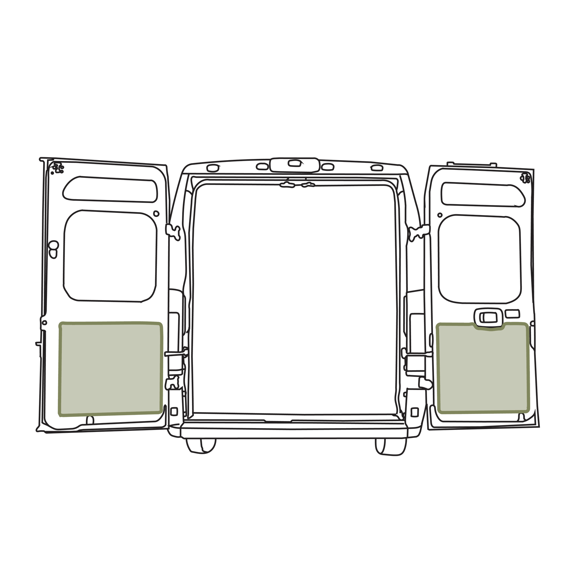 Ram Promaster Lower Rear Door Storage Panels (Rear) - Featherbuilt