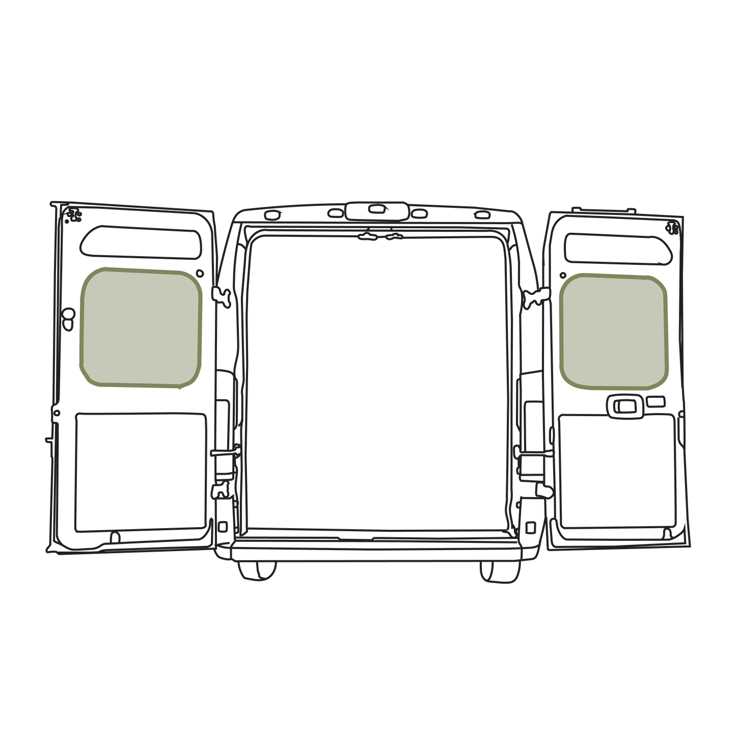 Ram Promaster Middle Rear Door Storage Panels (Pair) - Featherbuilt