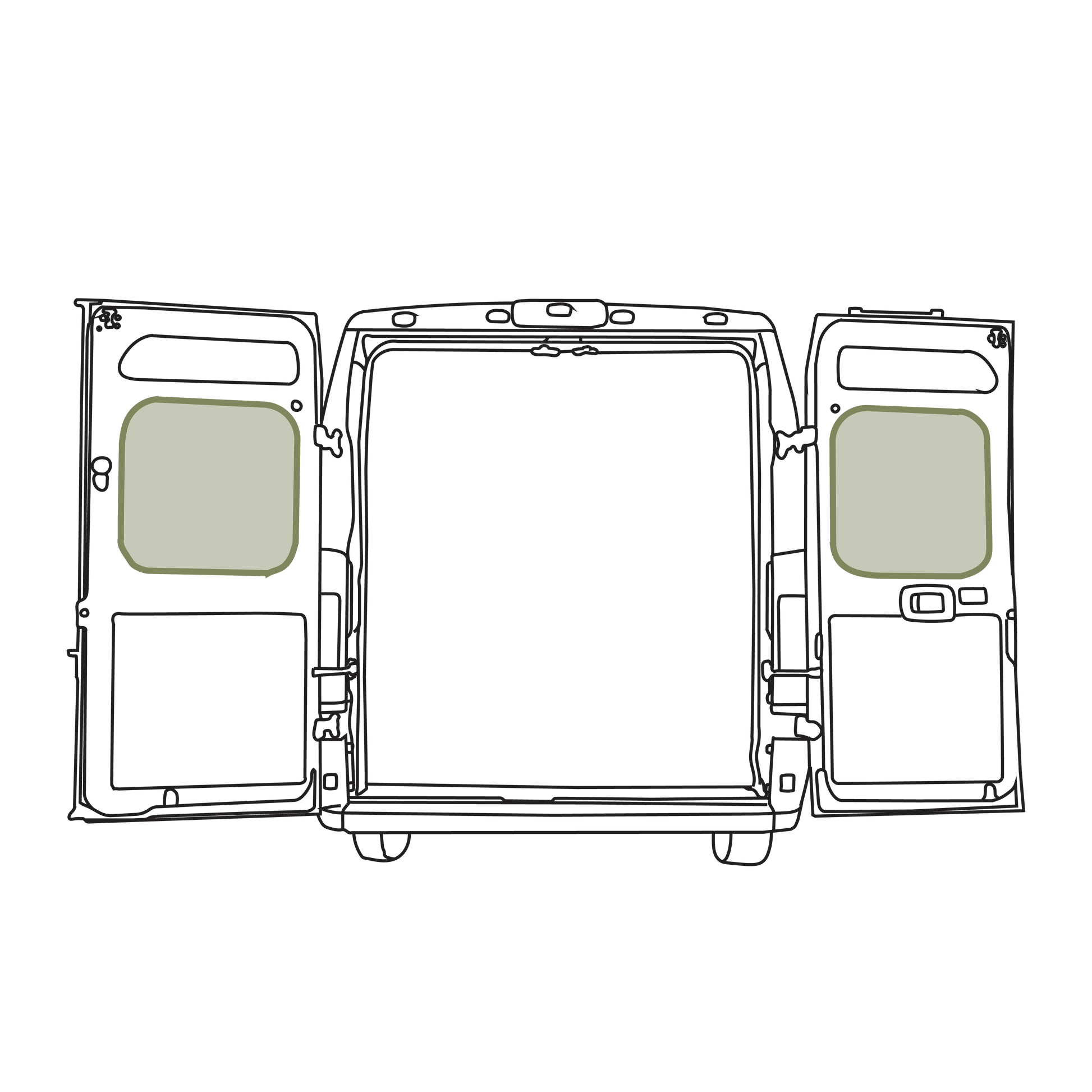 Ram Promaster Middle Rear Door Storage Panels (Pair) - Featherbuilt