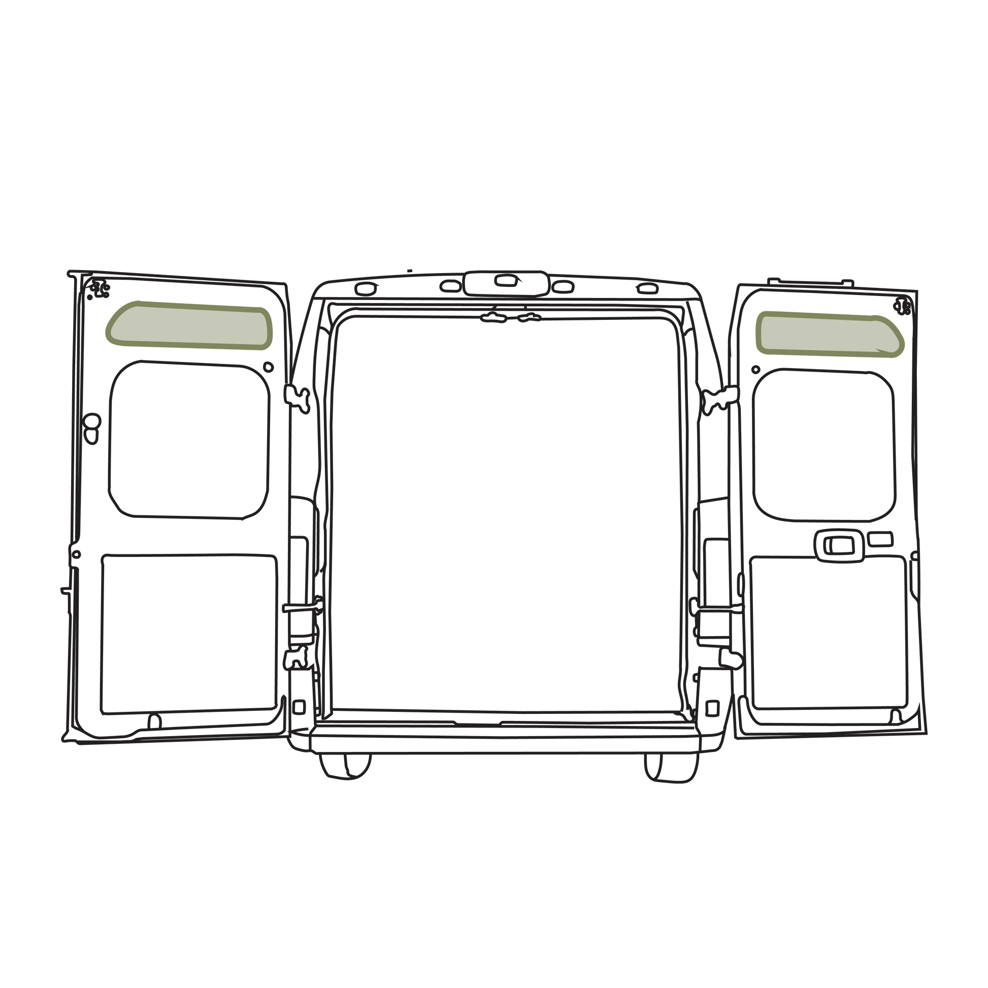 Ram Promaster Upper Rear Door Storage Panels (Pair) - Featherbuilt