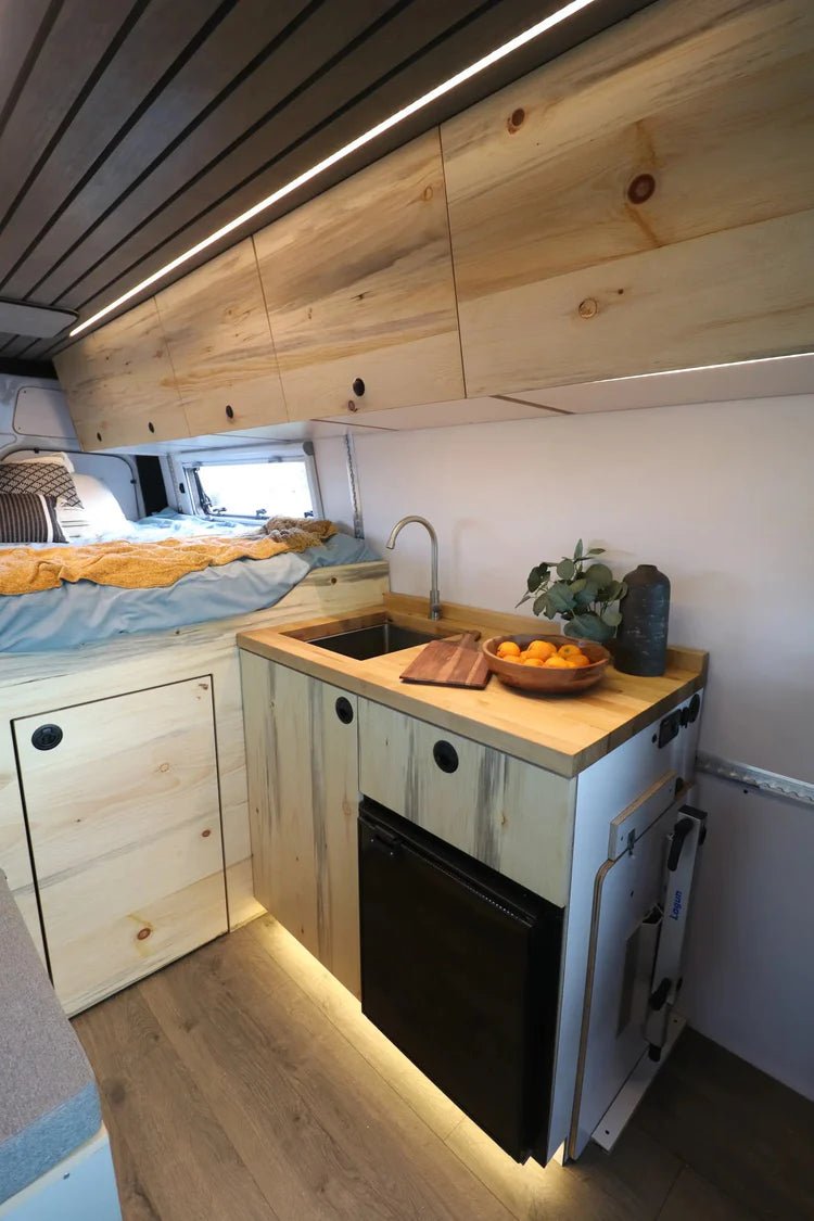 Sprinter Driver Side Fridge Cabinet - Featherbuilt