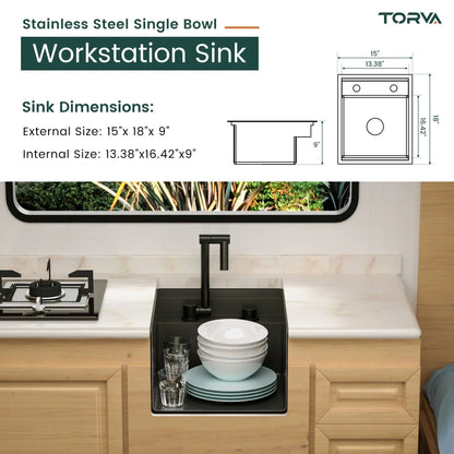 TORVA Undermount Sink with Folding Faucet - Featherbuilt